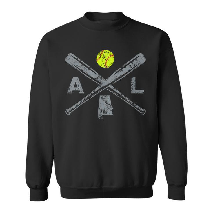 Alabama Softball Bats & Ball Retro Style Softball Player  Sweatshirt