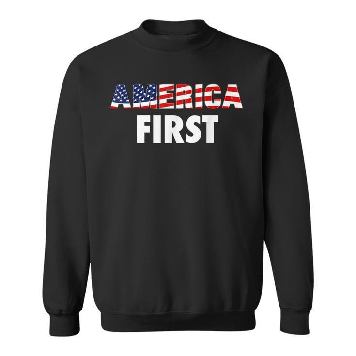 America First Usa Flag Clothing Companies Businesses  Men Women Sweatshirt Graphic Print Unisex