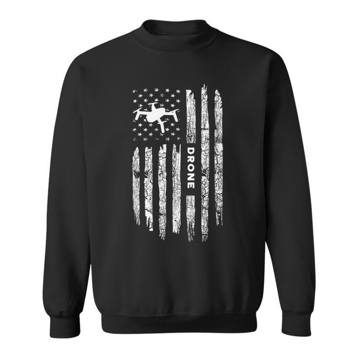 American Flag Drone Clothing - Drone Pilot Vintage Drone  Sweatshirt