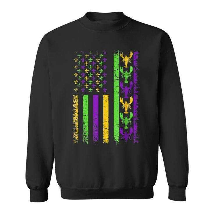 American Flag Mardi Gras Mardi Gras Crawfish Outfit  V4 Sweatshirt