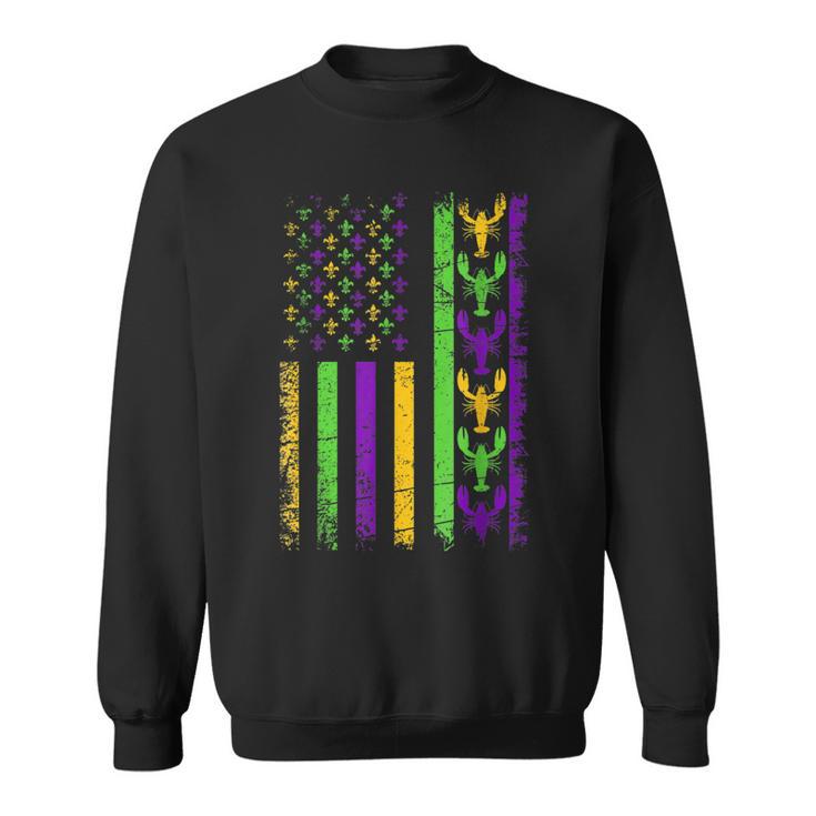 American Flag Mardi GrasMardi Gras Crawfish Outfit  Sweatshirt