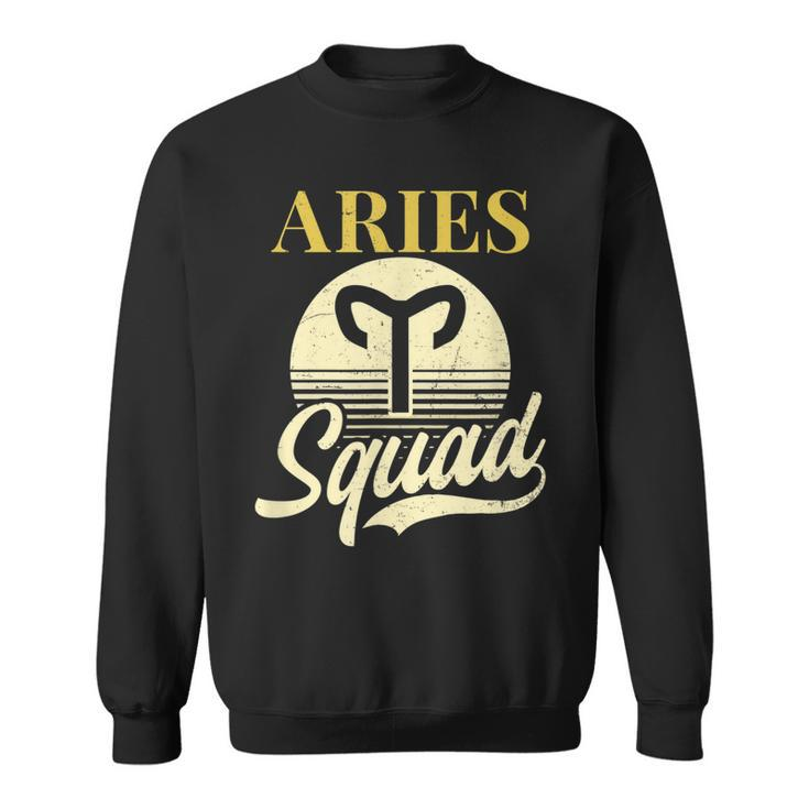 Aries Zodiac Design Vintage Retro Squad Gift Sweatshirt