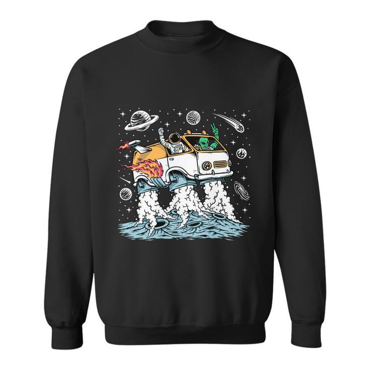 Astronaut And Alien Drive Space Car Sweatshirt