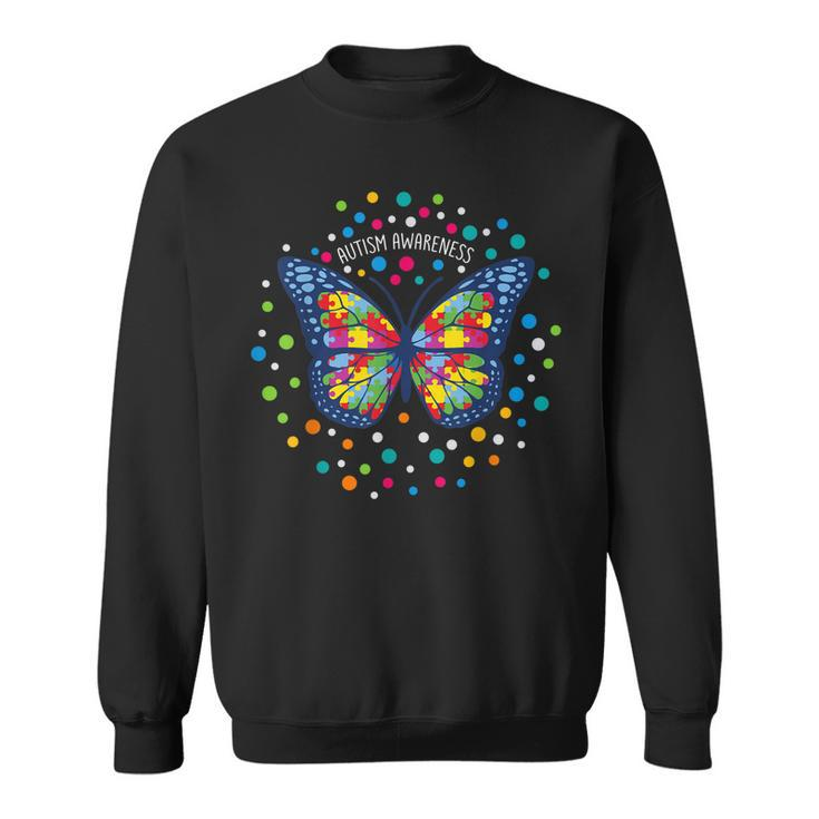 Autism Gifts Women Men Butterfly Support Autism Awareness  Sweatshirt