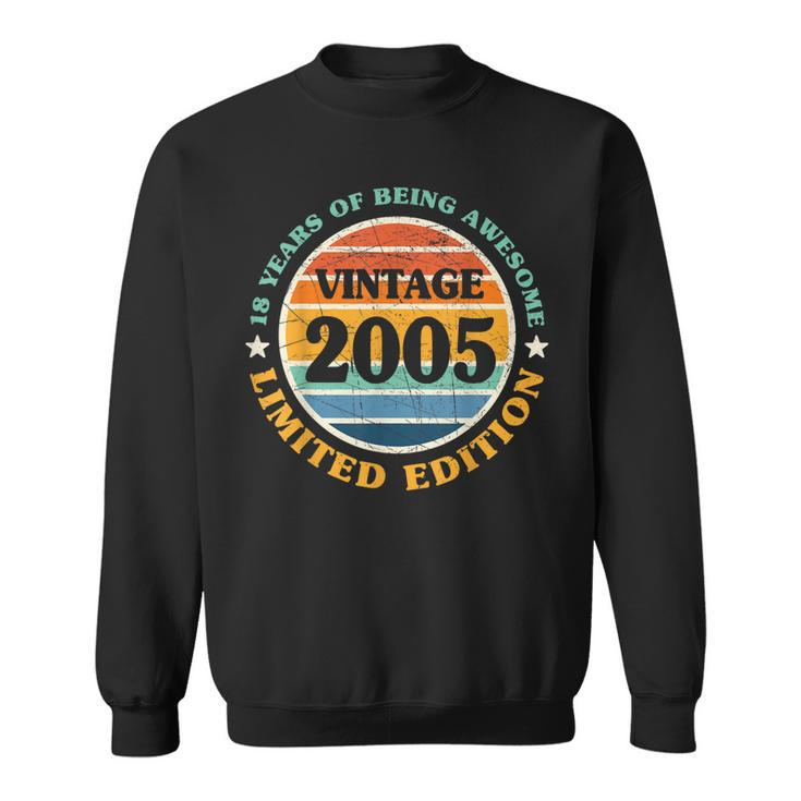 Awesome 18 Years Old 18Th Birthday Sunset Vintage 2005  Sweatshirt