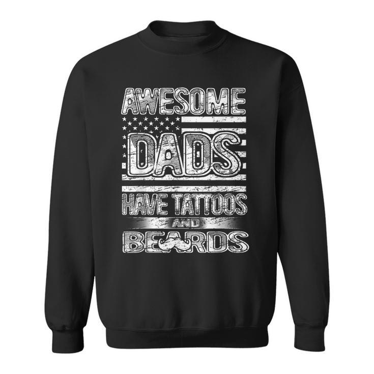 Awesome Dads Have Tattoos And Beards Fathers Day Vintage  Sweatshirt