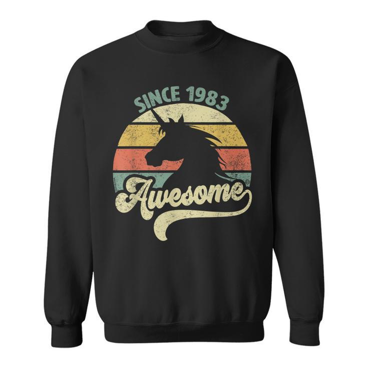 Awesome Since 1983 Retro Unicorn Birthday Gift Vintage  Sweatshirt