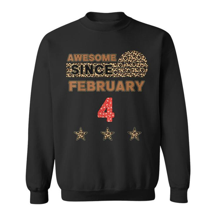 Awesome Since 4. Februar Sweatshirt mit Leopardenmuster Vintage Geburtstag