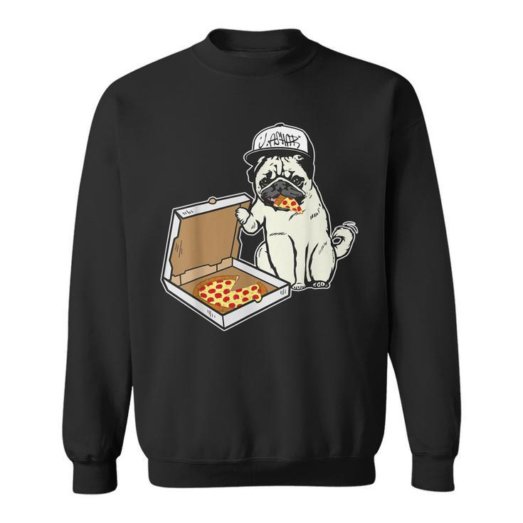Babu The Pug Dog Eating Pizza Justin Ashar Snapback  Sweatshirt
