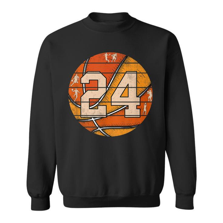Basketball Number 24 Jersey Love Basketball Player Vintage  Sweatshirt