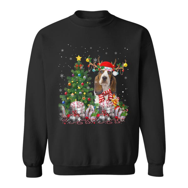 Basset Hound Dog Lover Matching Santa Christmas Tree  Men Women Sweatshirt Graphic Print Unisex