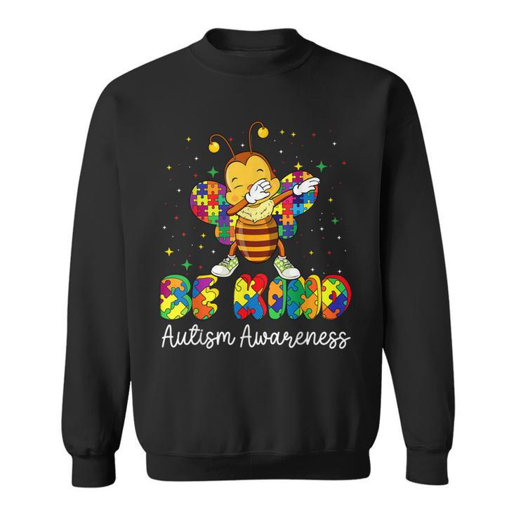 Be Kind Autism Awareness Puzzle Bee Dabbing Support Kid Girl  Sweatshirt