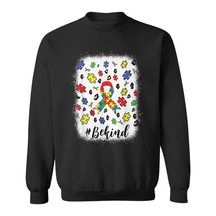 Be Kind Autism Awareness Ribbon Leopard  Sweatshirt