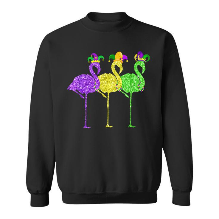 Beads Vintage Flamingo Mardi Gras  Sweatshirt