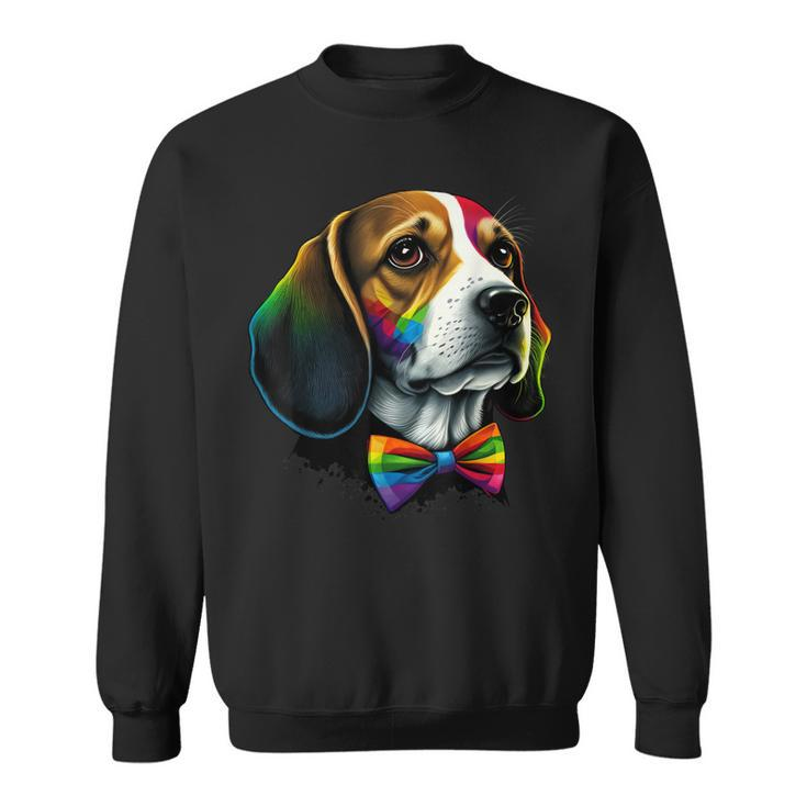 Beagle Gay Pride Dog Lgbt Rainbow Flag On Beagle Lgbtq  Sweatshirt
