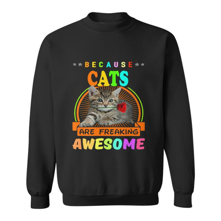 Because Cats Are Freaking Awesome Gift Friends Funny Design Gift Sweatshirt