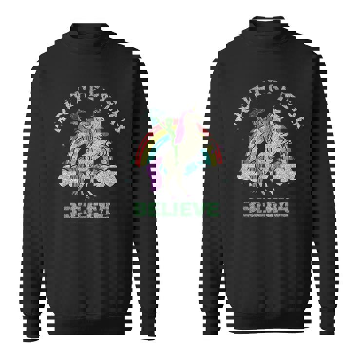 Believe Ufo Alien Reiten Einhorn Lustige Scifi Sweatshirt