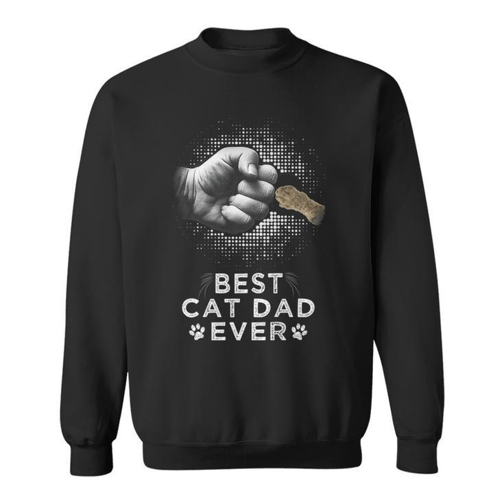 Best Cat Dad Ever Father & Kitten Paw Fist Bump  Gift For Mens Sweatshirt