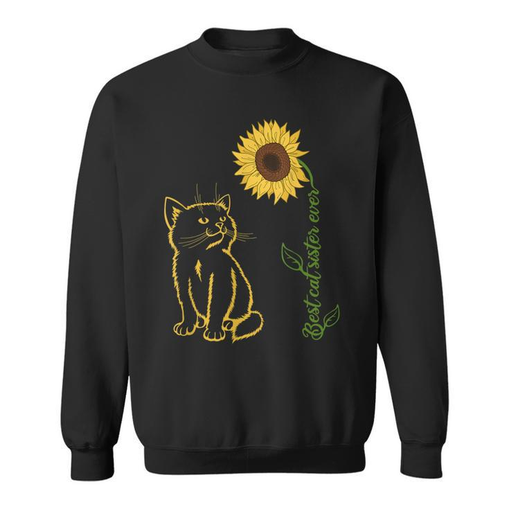 Best Cat Sister Ever Sunflower Mothers Day Cat Lover Sweatshirt