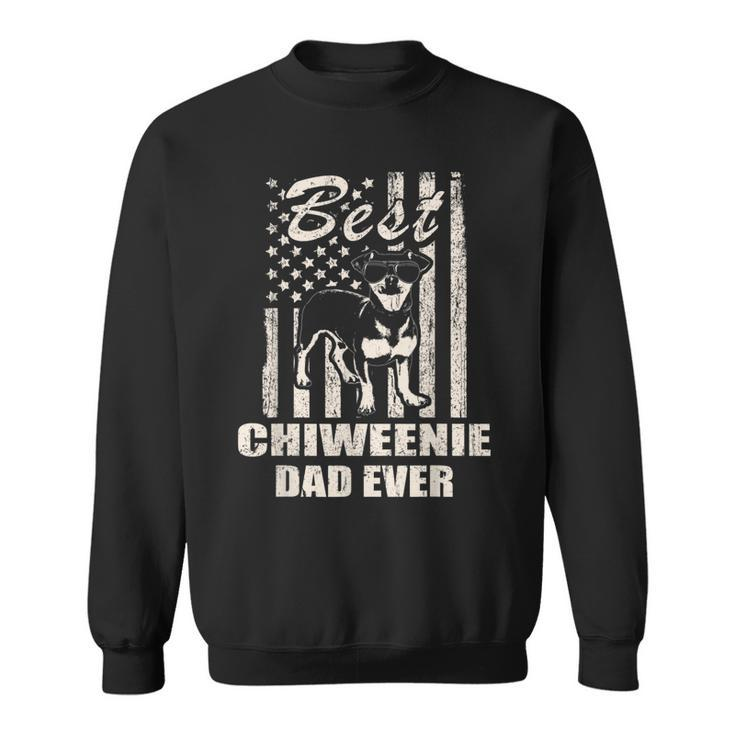 Best Chiweenie Dad Ever Vintage Retro Flag Dog Dad  Sweatshirt