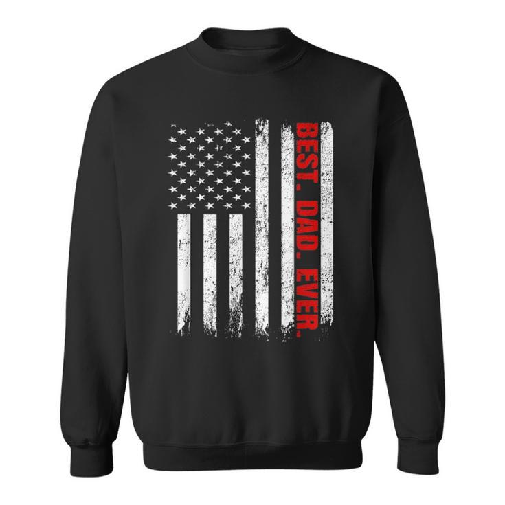 Best Dad Ever Usa Flag Fathers Day Firefighter Red Line Sweatshirt