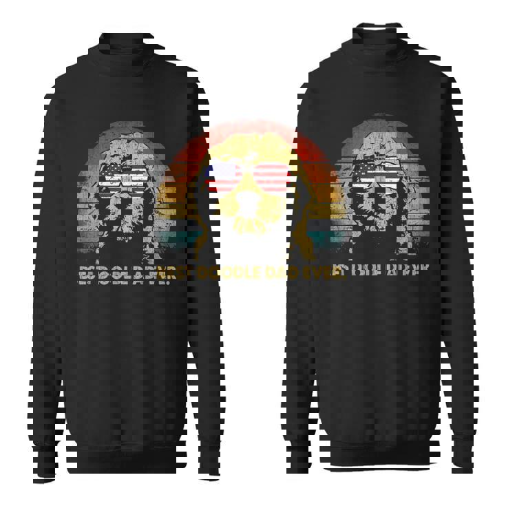 Best Doodle Dad Ever Usa Flag Retro Goldendoodle Lover Gift Gift For Mens Sweatshirt