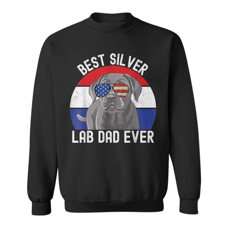 Best Silver Lab Dad Ever Vintage Patriotic American Flag  V2 Sweatshirt