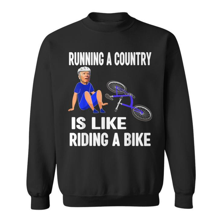 Biden Falls Off Bike Joe Biden Falling Off His Bicycle Funny Men Women Sweatshirt Graphic Print Unisex