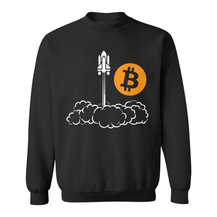 Bitcoin To The Moon Rocket Space Shuttle Hodl Pun  Sweatshirt