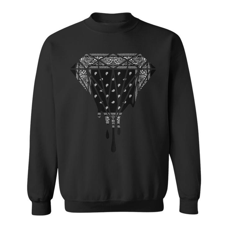 Black Bandana Dripping Gangster Street Wear Gangsta - Back  Sweatshirt