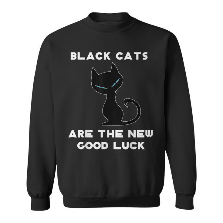 Black Cat Good Luck Funny Novelty Graphic Lucky Black Cat Men Women Sweatshirt Graphic Print Unisex