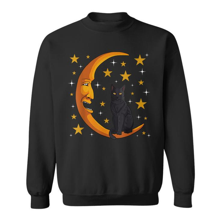 Black Cat Moon Kitten Lover Funny Crescent Pet Owner  Sweatshirt