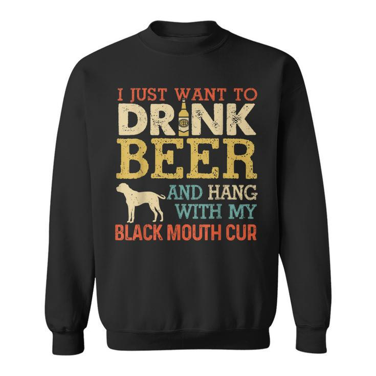 Black Mouth Cur Dad Drink Beer Hang With Dog Funny Vintage  Sweatshirt