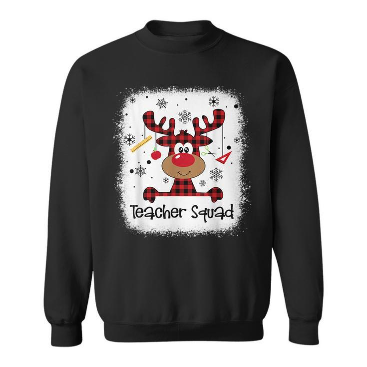 Bleached Teacher Squad Reindeer Funny Teacher Christmas Xmas  V27 Men Women Sweatshirt Graphic Print Unisex