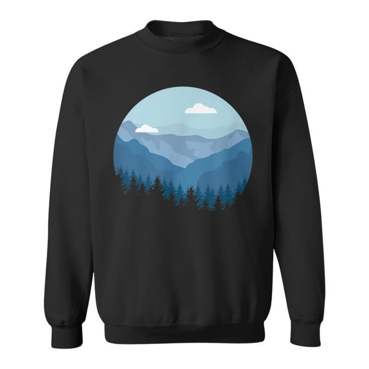 Blue Mountain And Forest Scene Silhouette Sweatshirt