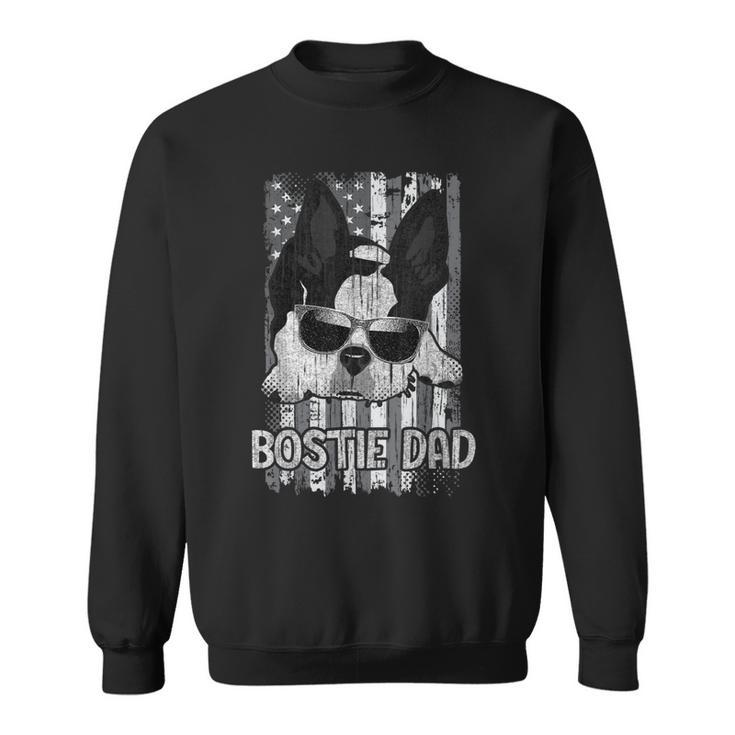 Bostie Dad Us Flag  Boston Terrier Dog Father Puppy Lover Sweatshirt