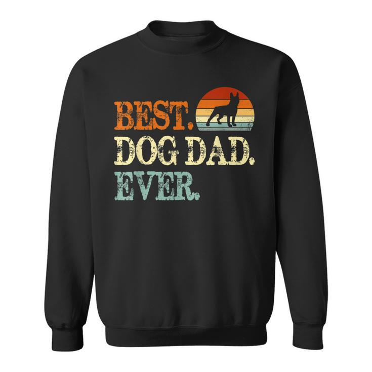 Boston Terrier Best Dog Dad Ever Retro Vintage Sweatshirt