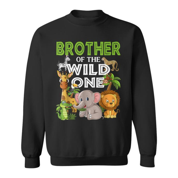 Brother Of The Wild One Zoo Birthday 1St Safari Jungle 1St  Sweatshirt