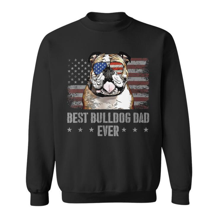 Bulldog Best Dog Dad Ever Retro Usa American Flag  Sweatshirt