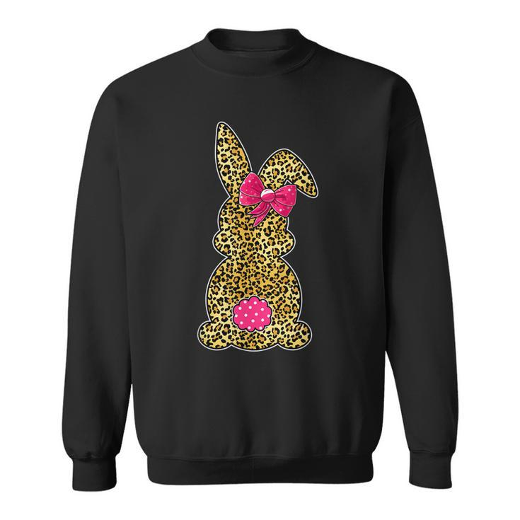 Bunny Easter Leopard Print Rabbit Easter Day Girls Women  Sweatshirt