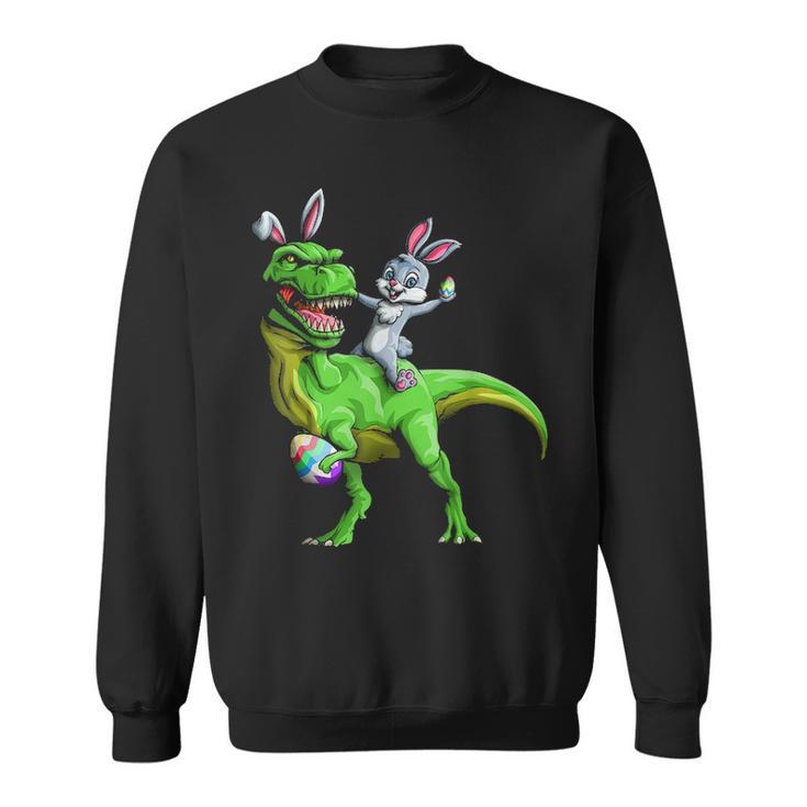 Bunny Riding Dinosaur Funny T Rex Easter Bunny Gift Sweatshirt