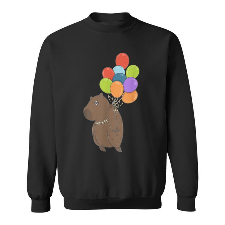 Capybara Gifts Lovely Capybara With Balloon Cute Animal Sweatshirt