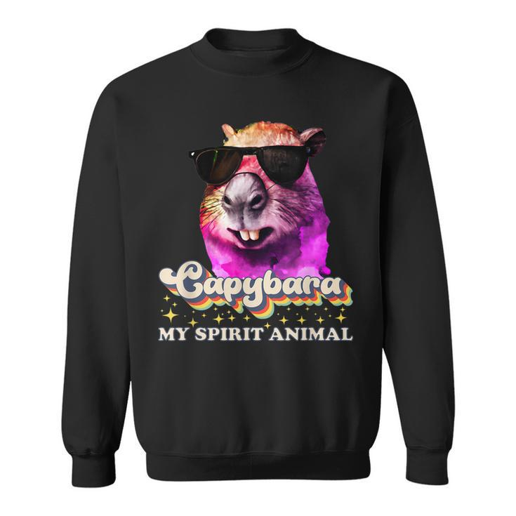 Capybara Is My Spirit Animal Capybara Sunglasses Retro 90S  Sweatshirt