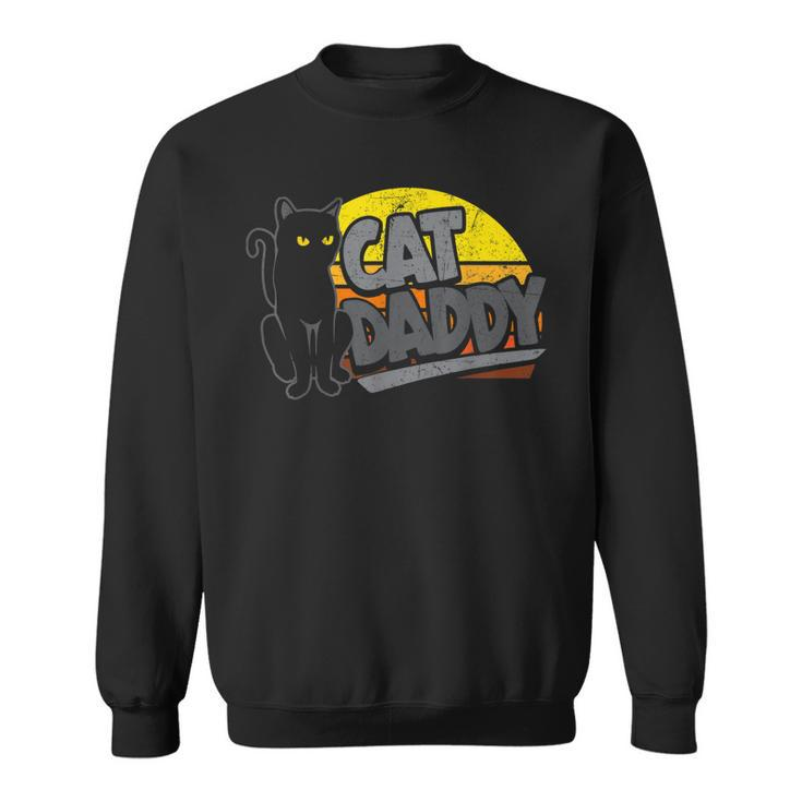 Cat Daddy Vintage Sunset Retro Distressed Fathers Day  Sweatshirt