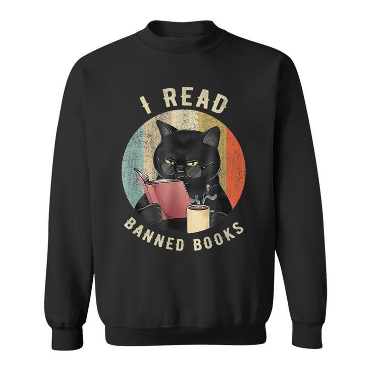Cat I Read Banned Books Funny Bookworms Reading Book  Sweatshirt