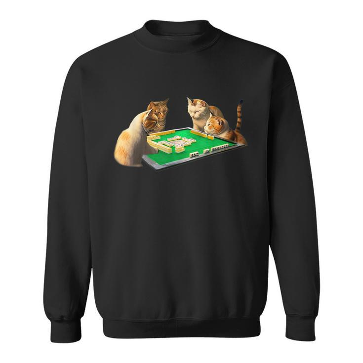 Cat Mahjong Funny  With Letters Mens Funny Clothes Funny Goods Gift Jokushi  Sweatshirt