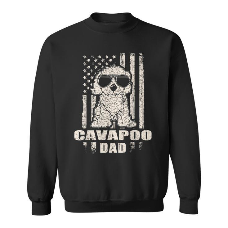 Cavapoo Dad Cool Vintage Retro Proud American  Sweatshirt