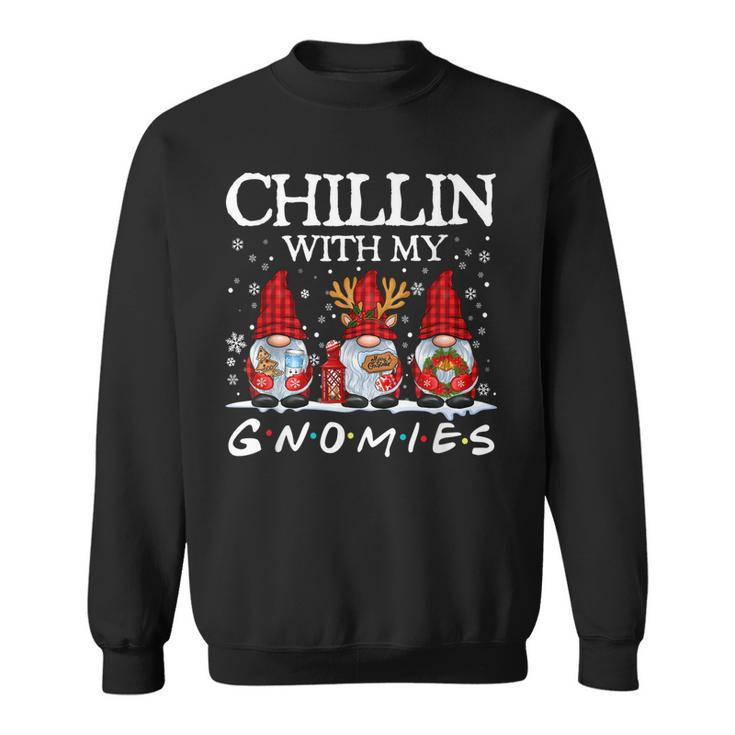 Chillin With My Gnomies Cute Gnomes Christmas Funny Holiday  Men Women Sweatshirt Graphic Print Unisex