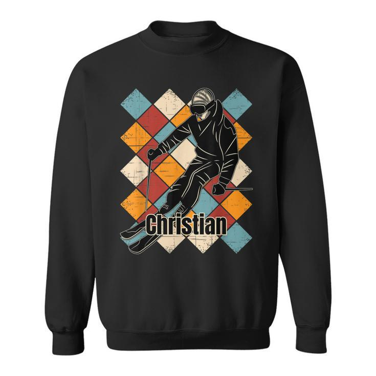 Christian Skipiste Vintage Skifahrer Name Sweatshirt