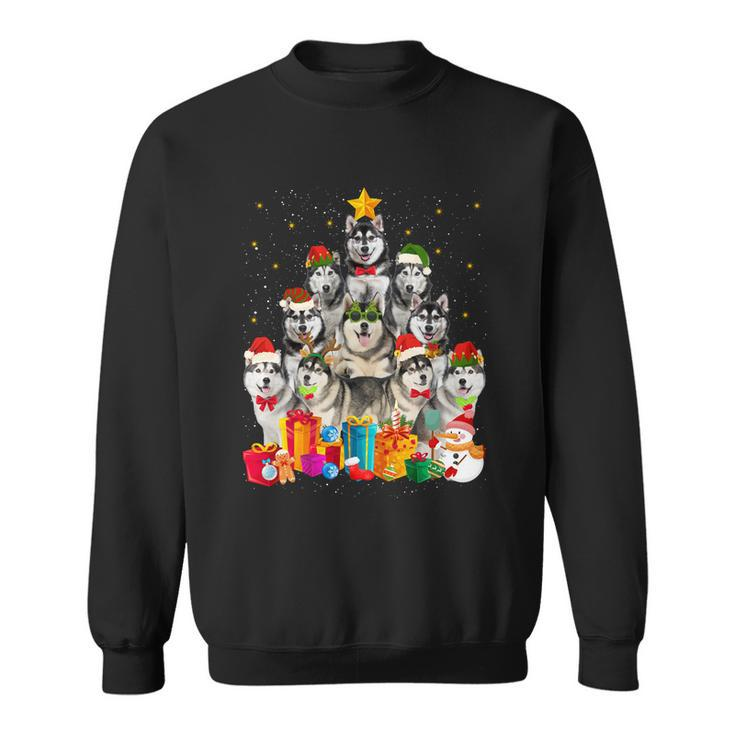 Christmas Funny Siberian Husky Dog Tree Xmas Pet Dog Lover Meaningful Gift Sweatshirt